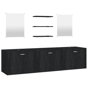 vidaXL Juego de 6 piezas de muebles de ba&ntilde;o de madera de ingenier&iacute;a negra