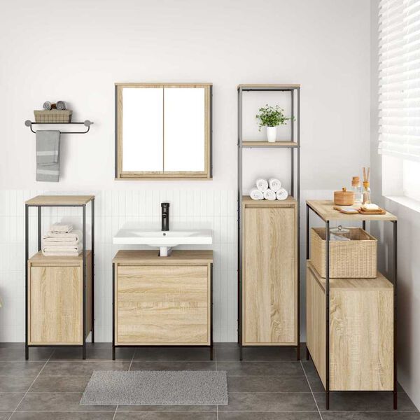vidaXL Set de muebles de baño 2 pzas madera contrachapada roble Sonoma