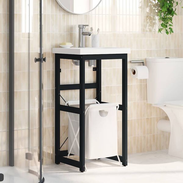 vidaXL Estructura de lavabo de hierro negro 40x38x83 cm