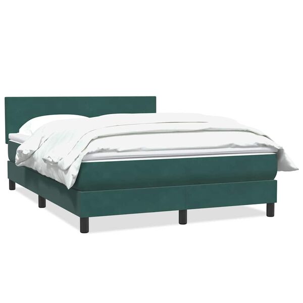 vidaXL Cama box spring con colch&oacute;n terciopelo verde oscuro 140x220 cm
