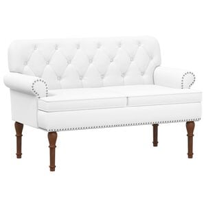 vidaXL Sof&aacute; amoroso con botones acolchados Blanco 120 x 65 x 77 cm