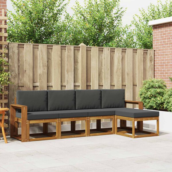 vidaXL Conjunto de sof&aacute;s de exterior 5 pcs Natural y Antracita