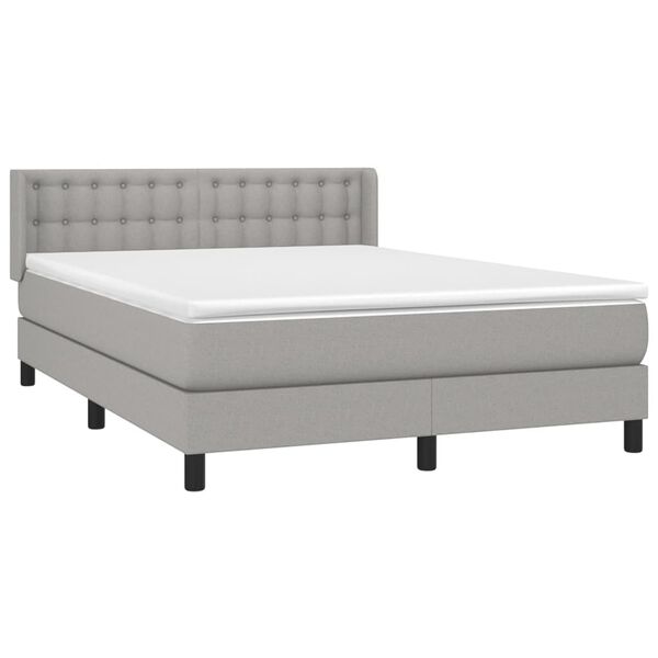 vidaXL Cama box spring con colchón tela gris claro 140x190 cm