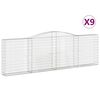 vidaXL Cestas de gaviones 9 uds forma de arco hierro 400x30x120/140 cm