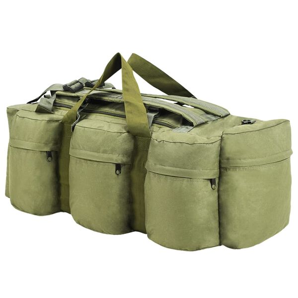 vidaXL Bolso de lona estilo militar 3-en-1 45 L verde oliva