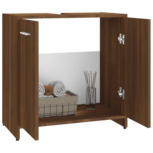 vidaXL Armario de baño madera contrachapada marrón roble 60x33x60 cm