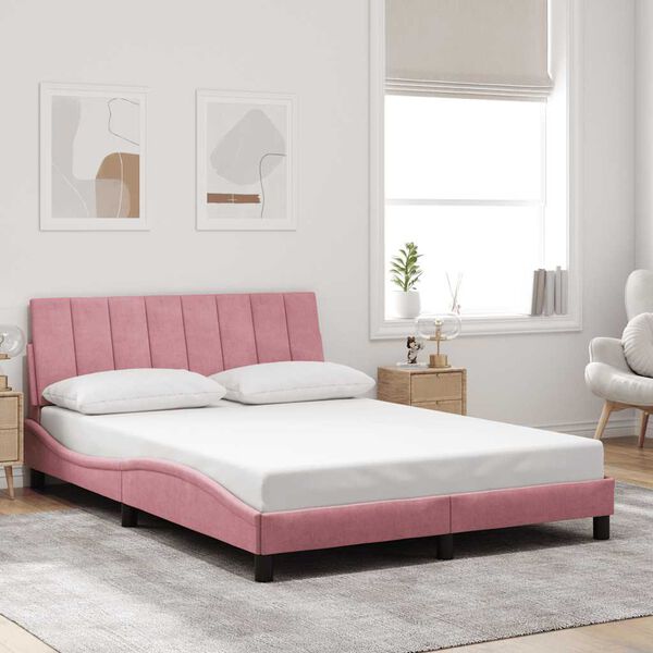 vidaXL Estructura de cama sin colch&oacute;n Hanko terciopelo rosa 120x200 cm