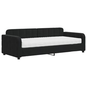 vidaXL Sof&aacute; cama con colch&oacute;n terciopelo negro 90x200 cm