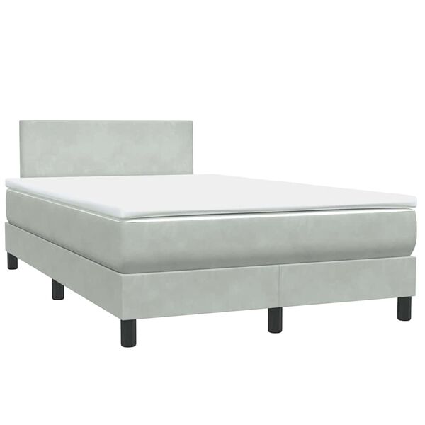 vidaXL Cama box spring con colch&oacute;n terciopelo gris claro 120x220 cm