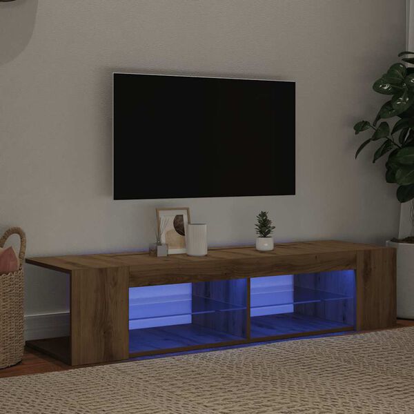 vidaXL Mueble de TV luces LED madera roble artisan 135x39x30 cm