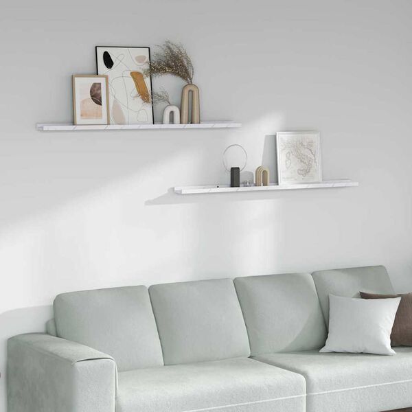 vidaXL Estante de pared con estante 2 pcs M&aacute;rmol 115 x 9 x 3 cm