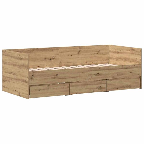 vidaXL Cama de d&iacute;a Roble artesanal 90 x 190 cm Madera contrachapada