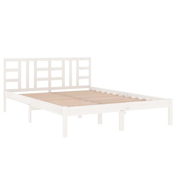 vidaXL Estructura de cama madera maciza blanca King Size 150x200 cm