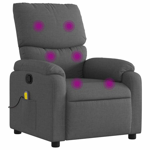 vidaXL Sill&oacute;n de masaje reclinable de tela gris oscuro