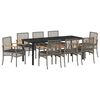 vidaXL Conjunto de Comedor de Jard&iacute;n 9 pcs Gris y Negro Rat&aacute;n