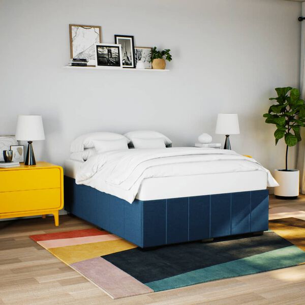 vidaXL Cama sin colch&oacute;n tela azul 140x190 cm