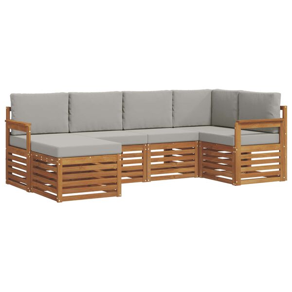 vidaXL Juegos de sof&aacute;s con coj&iacute;n 6 pcs Gris Natural y Claro