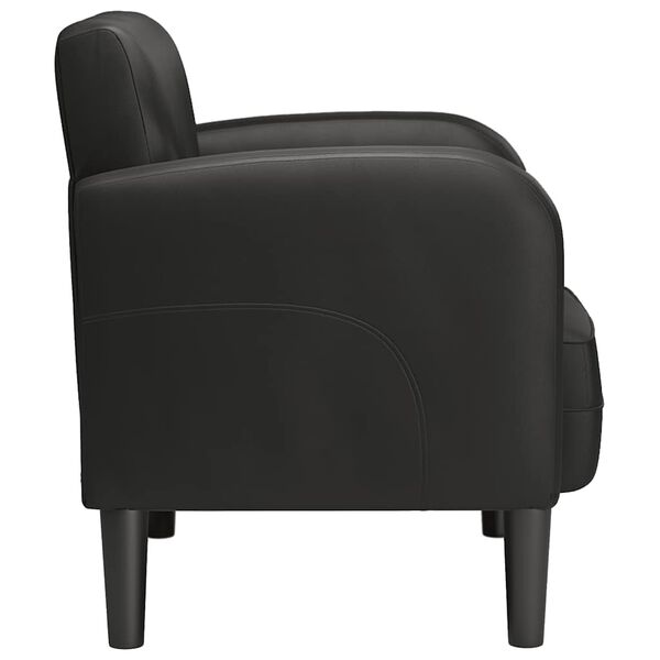 vidaXL Sill&oacute;n con reposabrazos cuero sint&eacute;tica negro 54 cm