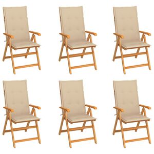 vidaXL Sillas de jard&iacute;n 6 uds madera maciza de teca cojines beige