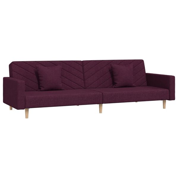 vidaXL Sof&aacute; cama de 2 plazas con dos almohadas tela morado