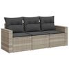 vidaXL Set de sof&aacute; de jard&iacute;n 3 pzas y cojines rat&aacute;n sint&eacute;tico gris