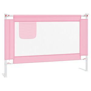 vidaXL Barandilla de seguridad cama de ni&ntilde;o rosa tela 100x25 cm