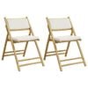 vidaXL Sillas de bistr&oacute; plegables con cojines 2 uds bamb&uacute; blanco crema