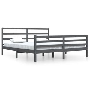 vidaXL Estructura de cama sin colch&oacute;n madera de pino gris 200x200 cm