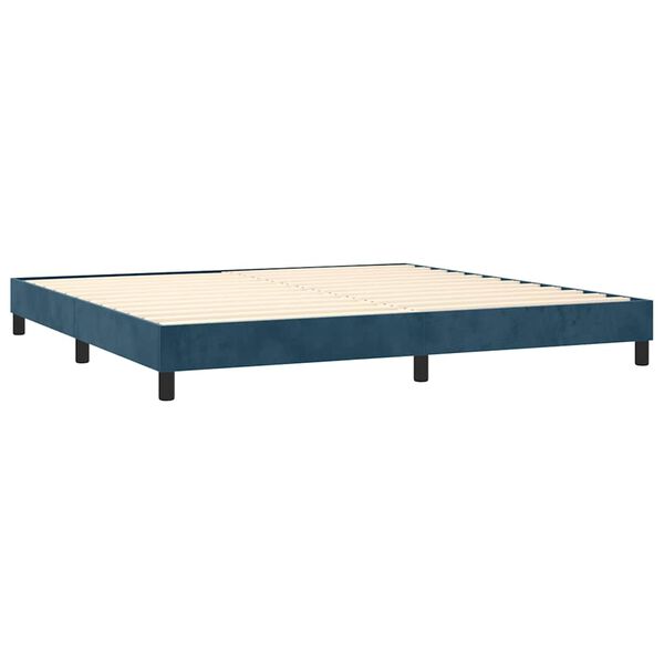 vidaXL Cama box spring con colch&oacute;n terciopelo azul oscuro 200x200 cm