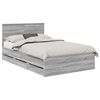 vidaXL Estructura de cama Gris Sonoma 120 x 190 cm Madera Ingenieril