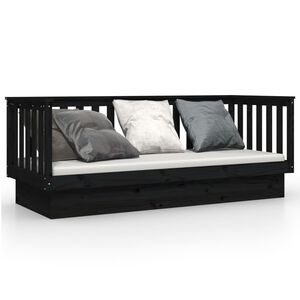 vidaXL Sof&aacute; cama madera maciza de pino negro 75x190 cm