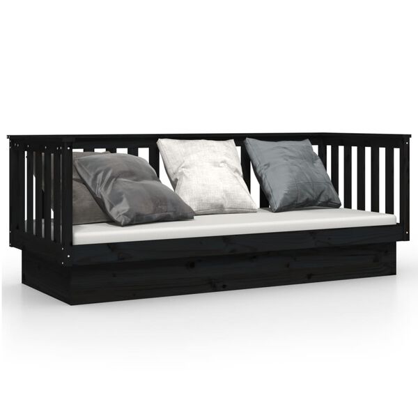 vidaXL Sof&aacute; cama madera maciza de pino negro 75x190 cm