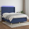 vidaXL Cama box spring colch&oacute;n y luces LED tela azul 140x200 cm