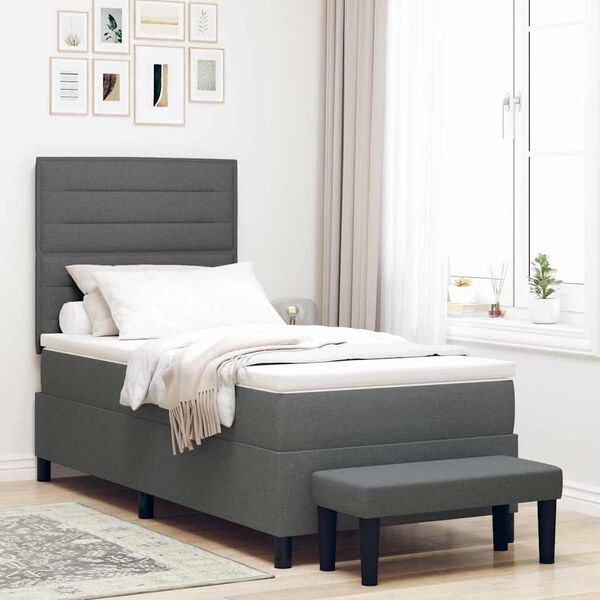 vidaXL Cama tipo Box Spring con colch&oacute;n Gris oscuro 80 x 200 cm tela