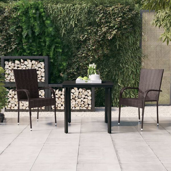 vidaXL Juego de comedor de jardín 3 piezas marrón y negro