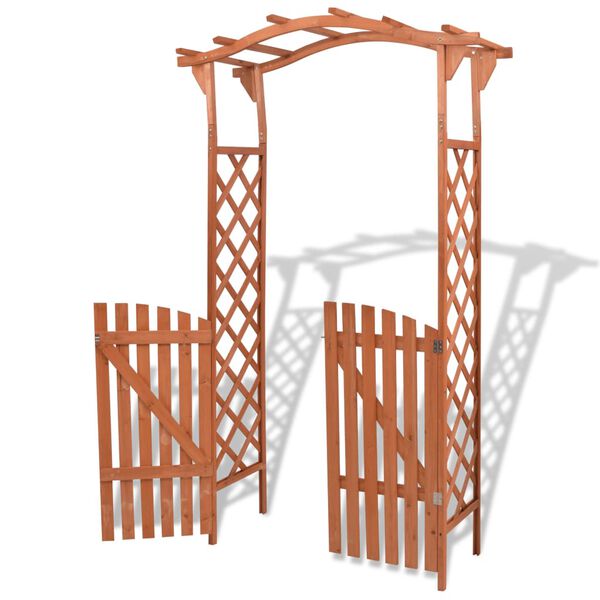 vidaXL Arco de jardín con puerta de madera maciza 120x60x205 cm