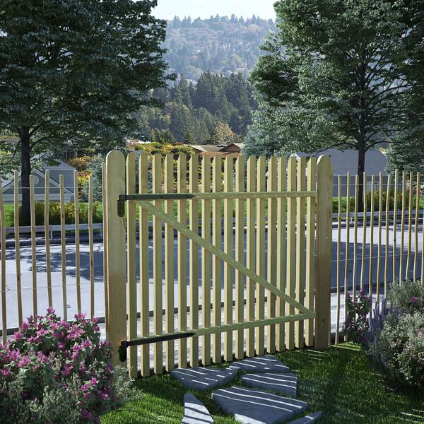vidaXL Puerta de jard&iacute;n de estacas madera de pino impregnada 100x100cm