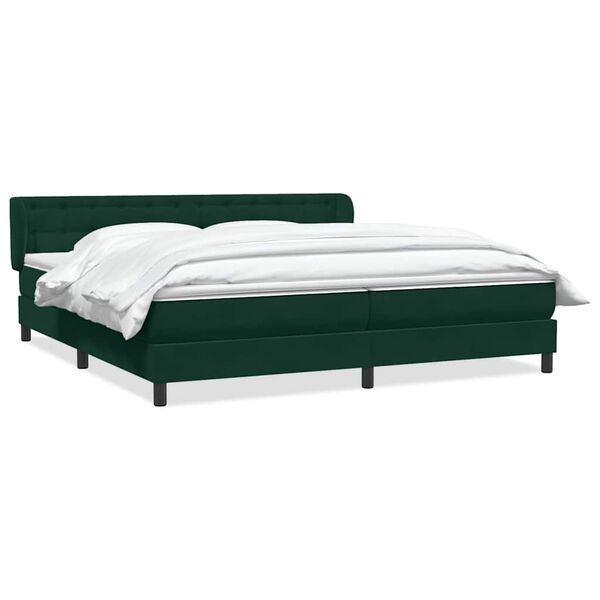 vidaXL Cama box spring con colchones terciopelo verde oscuro 200x210cm