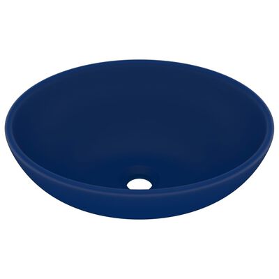 vidaXL Lavabo de lujo ovalado cerámica azul oscuro mate 40x33 cm