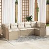 vidaXL Conjunto de sof&aacute;s de jard&iacute;n 7 pcs Beige y rat&aacute;n sint&eacute;tico