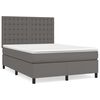 vidaXL Cama box spring con colch&oacute;n cuero sint&eacute;tico gris 140x190 cm