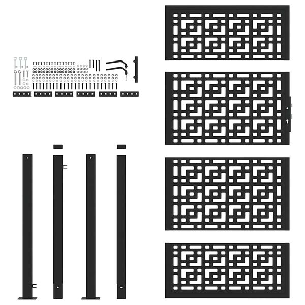vidaXL Puerta de jard&iacute;n negra 100x175 cm dise&ntilde;o de cruz de acero