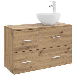 vidaXL Juego de muebles de ba&ntilde;o 2 uds. Roble artisan
