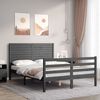vidaXL Estructura de cama con cabecero madera maciza gris 140x200 cm