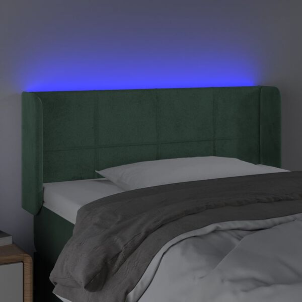 vidaXL Cabecero con LED de terciopelo verde oscuro 83x16x78/88 cm