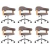 vidaXL Sillas comedor giratorias 6 uds madera curvada tela gris taupe