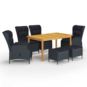 vidaXL Juego de comedor para jard&iacute;n de 7 piezas gris oscuro
