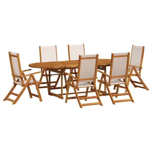 vidaXL Juego comedor de jard&iacute;n 7 pzas madera maciza acacia y textileno