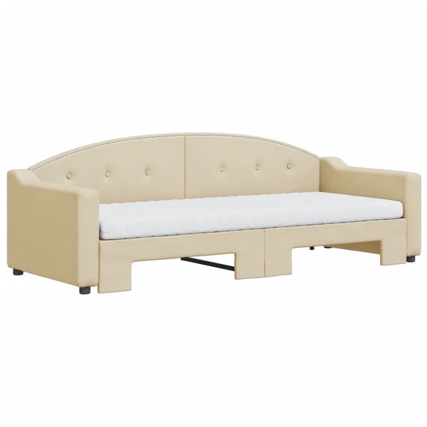 vidaXL Sofá cama nido con colchón tela crema 80x200 cm