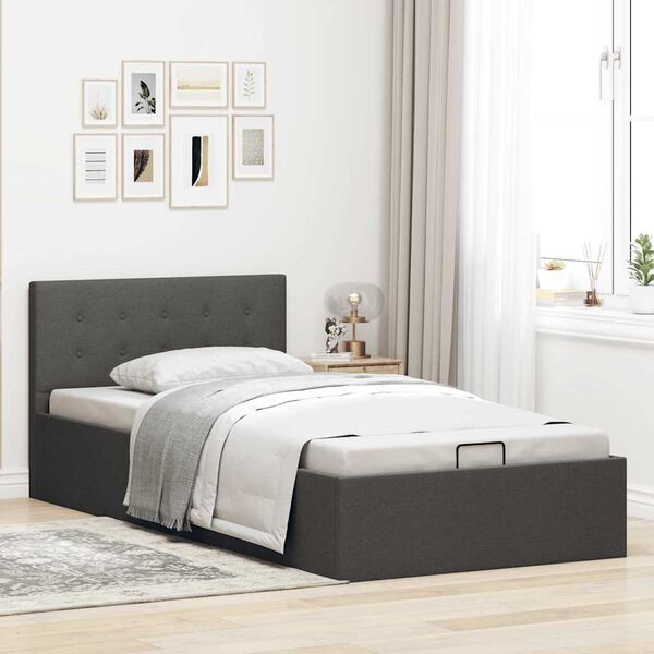 vidaXL Cama canapé hidráulica de almacenaje sin colchón gris 90x200 cm